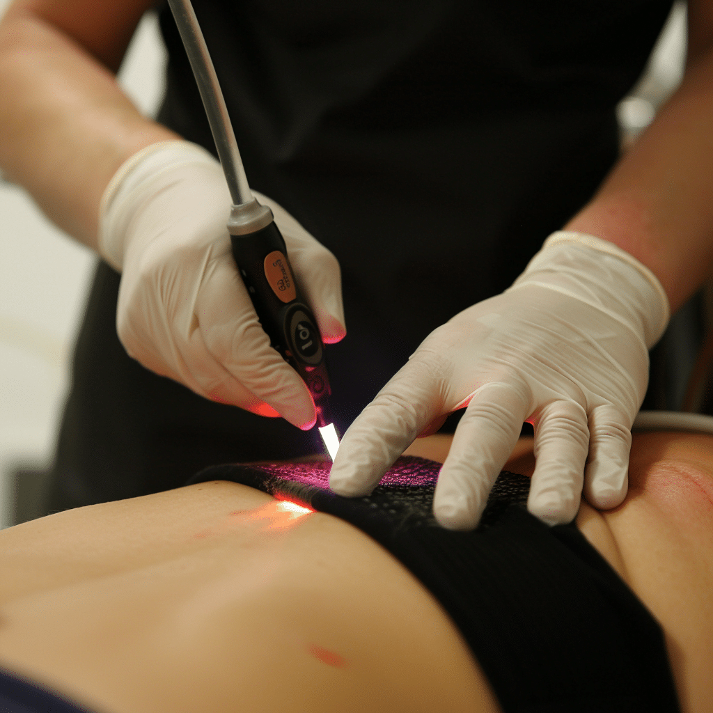 Laser being performed on low back