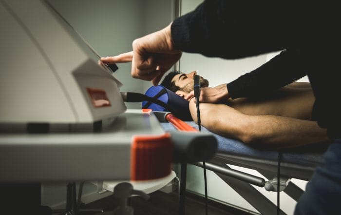 man receiving decompression